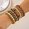 Lot de 10 Bracelets Bohèmes Chic en Bois et Perles Mixées pour Femmes, Bracelets Exquis en Gravier de Cristal, Cadeaux de Bijoux d'Amitié