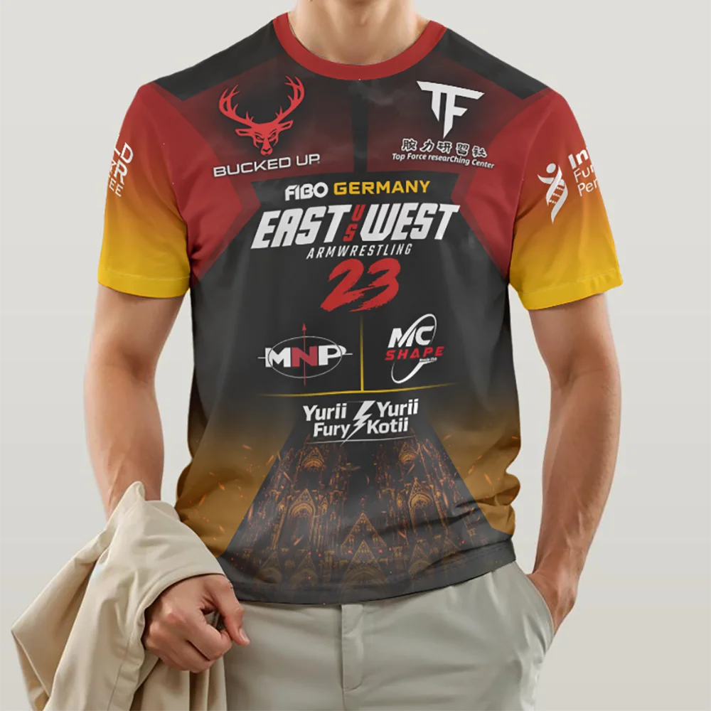 T-shirt de bras de fer 2026 The East vs West Series 23 pour fans, maillot de sport respirant pour hommes, séchage rapide, pour fitness et gym