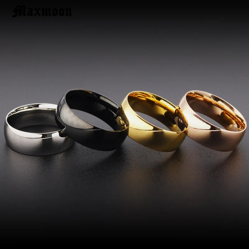 Bagues de mariage simples en acier inoxydable Maxmoon Titanium pour homme ou femme, cadeau de Noël
