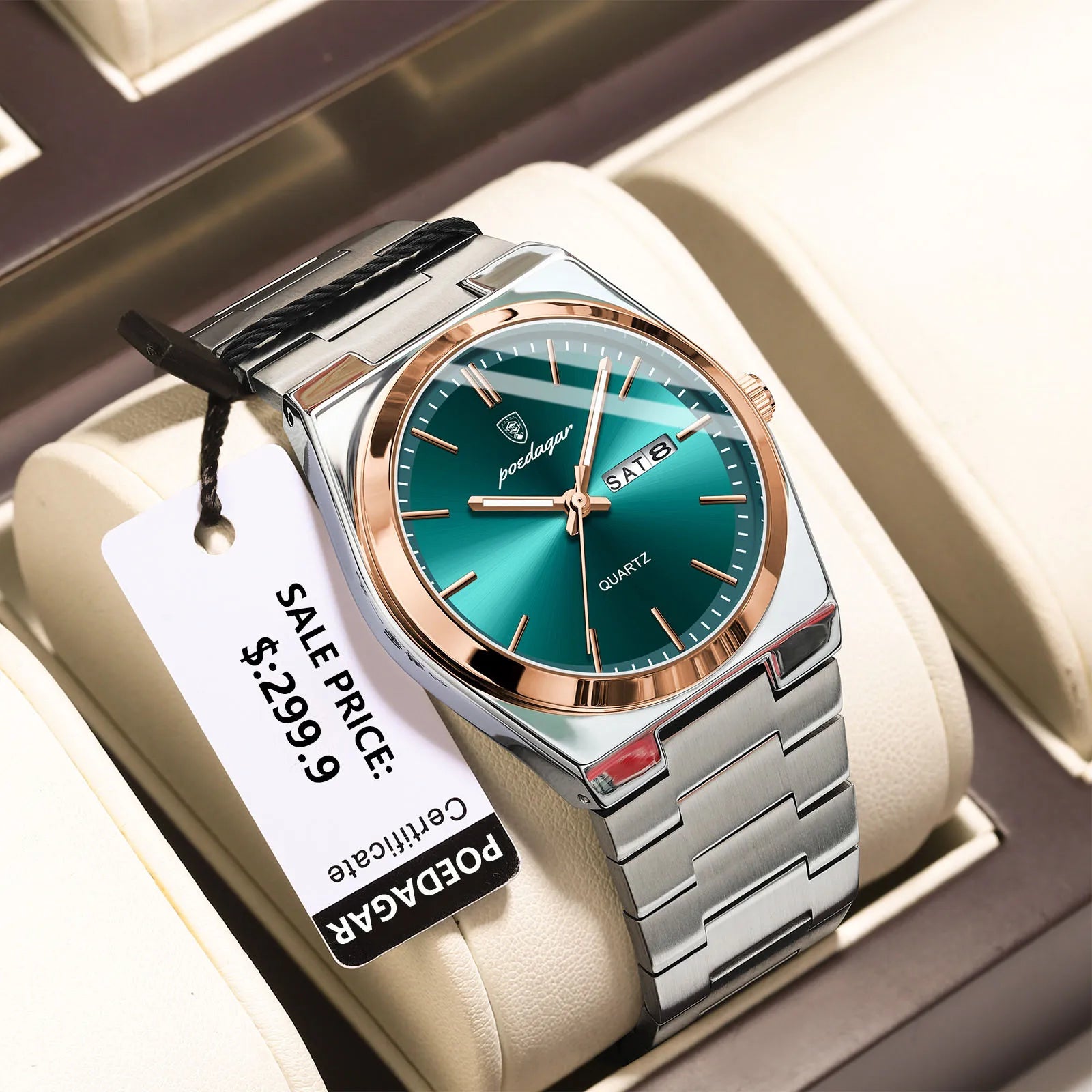 POEDAGAR Montres de luxe pour hommes Étanche Lumineuse Date Semaine Montre Homme Acier Inoxydable Décontracté Mode Quartz Montre-bracelet Homme Reloj