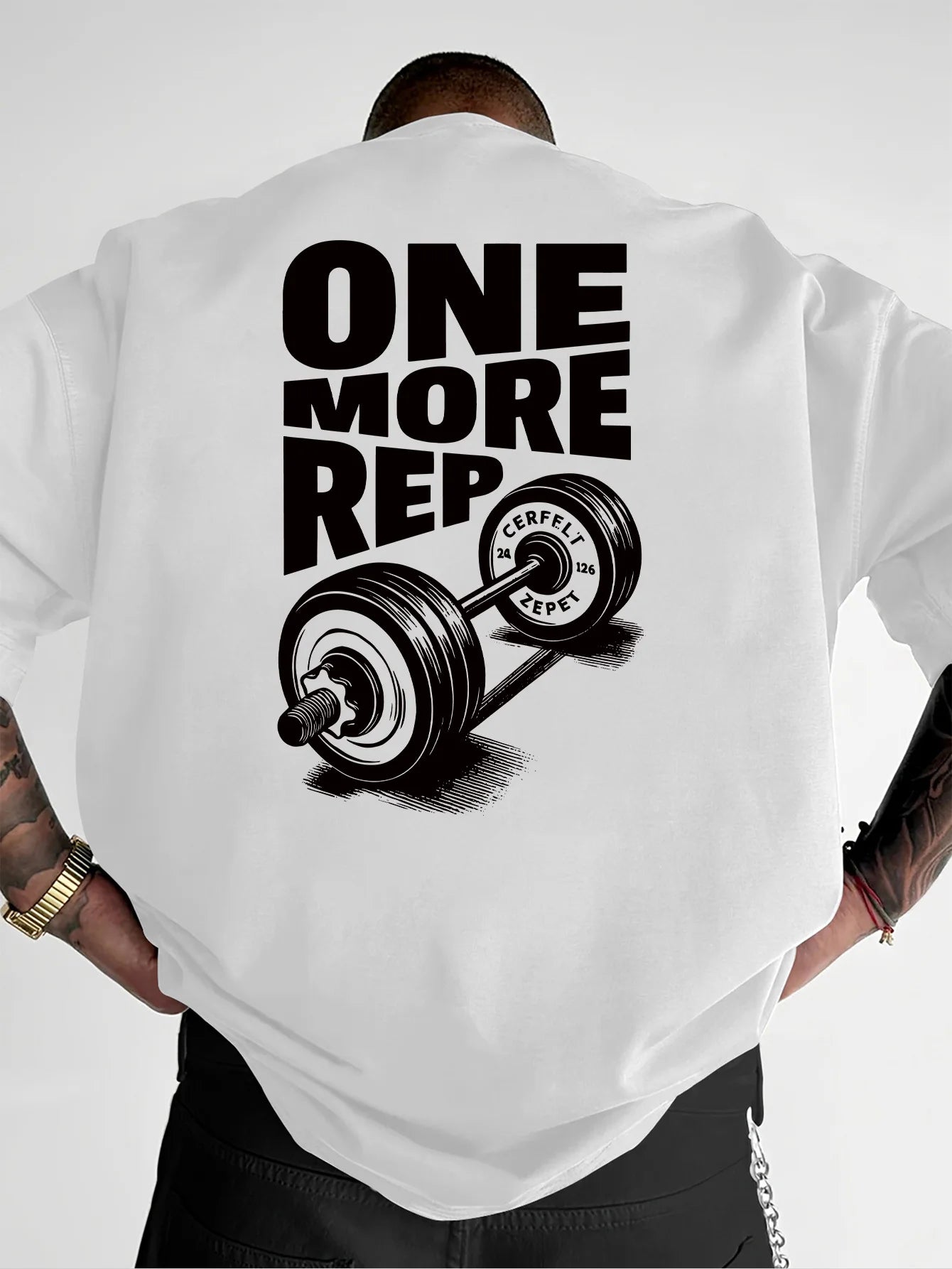 T-shirt Homme Vintage Drôle Gym Entraînement UNE RÉPÉTITION DE PLUS Musculation Femme Streetwear Coton T-shirt Oversize Manches Courtes Haut Ample