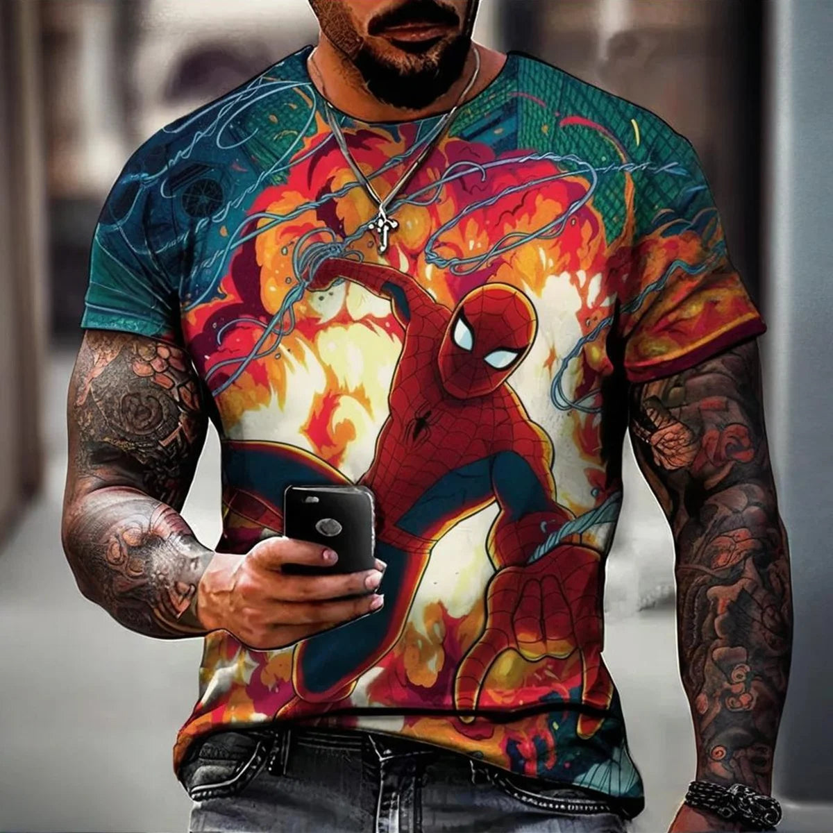 T-shirt à manches courtes décontracté pour hommes, motif Venom Spider-Man imprimé en 3D, collection été 2025