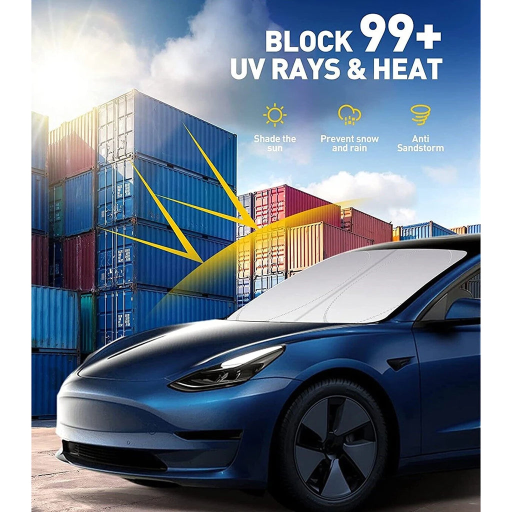 Pare-soleil de pare-brise pour Tesla Model Y 3 2017-2025 2026, couverture pare-soleil pliable pour vitre avant, protection thermique, accessoires de visière