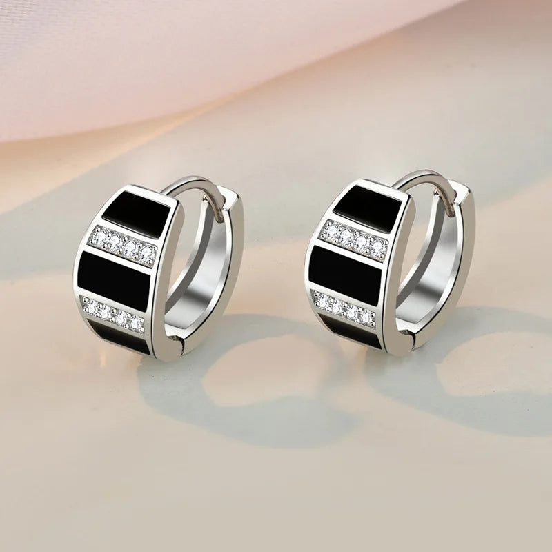 925 Sterling Silver Earrings Channel Cubic Zirconia Silver Stud Earrings for Women Sterling Silver Jewelry  ear cuff