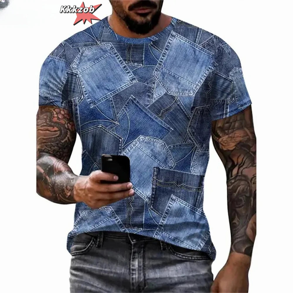 T-shirt graphique homme à col rond avec impression fantaisie, haut d'été à manches courtes pour homme, haut doux, tendance et confortable, vêtements de sport