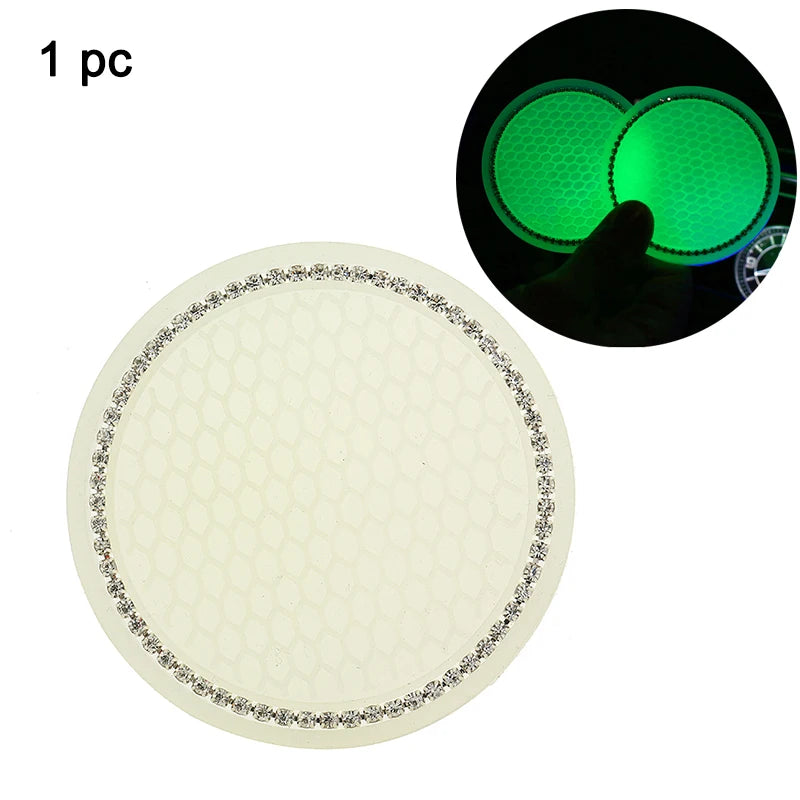 Coussin de tasse d'eau antidérapant pour voiture, sous-verre lumineux, porte-bouteille, tapis en caoutchouc strass, accessoires de style automobile
