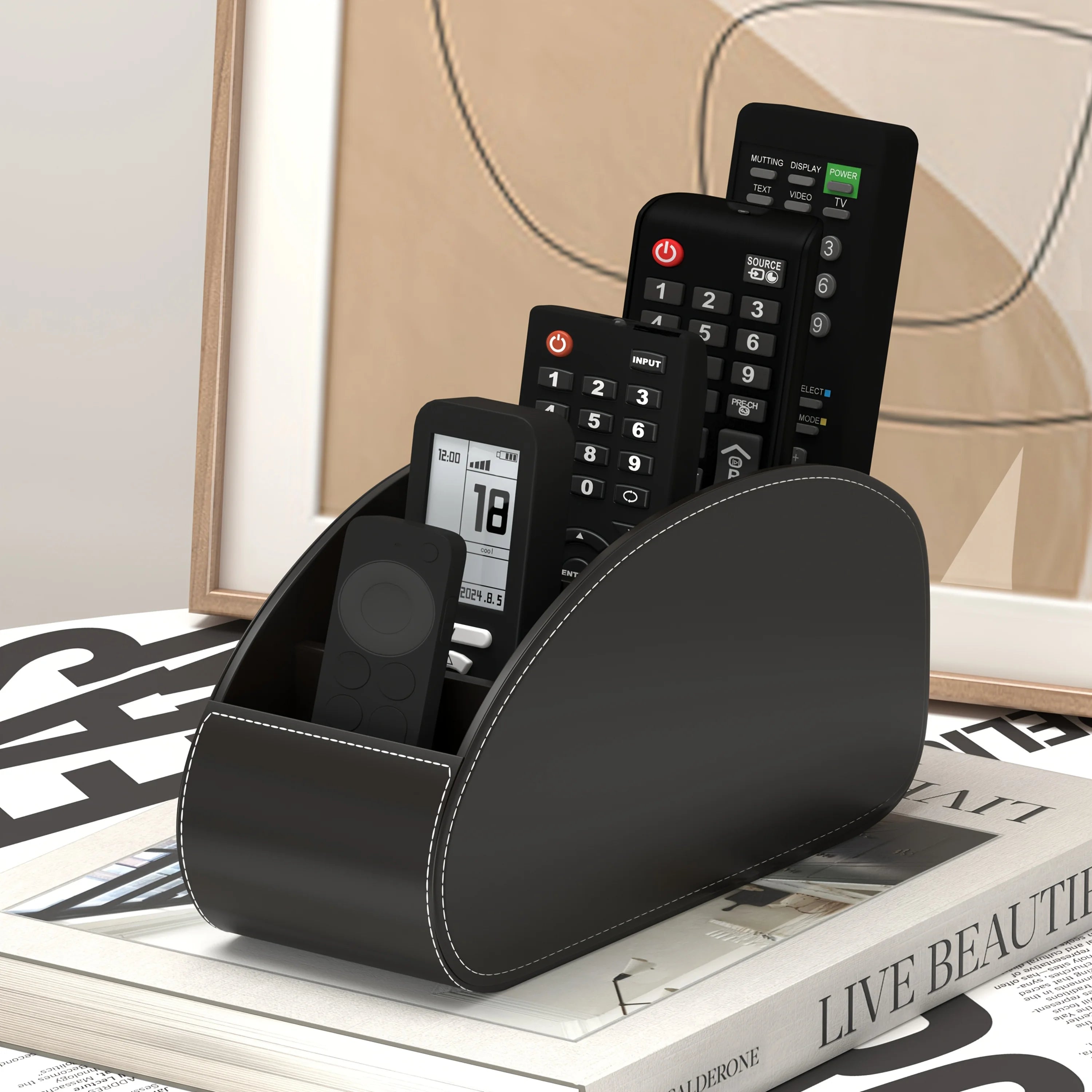 1 support de télécommande – Organiseur de rangement pour téléviseur, lecteurs multimédias, stylos, organiseur de bureau et de table de chevet peu encombrant
