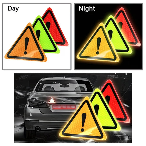 2/4 autocollants réfléchissants triangulaires, adaptés pour la décoration de réflecteur de voiture, camion, moto, marque d'avertissement de conduite nocturne