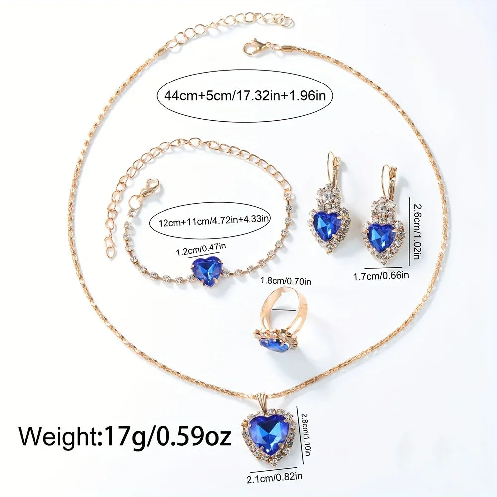Une montre à quartz pour femme, comprenant un assortiment de 6 pièces : une montre en alliage à boîtier rond, des boucles d'oreilles, un collier et une bague,