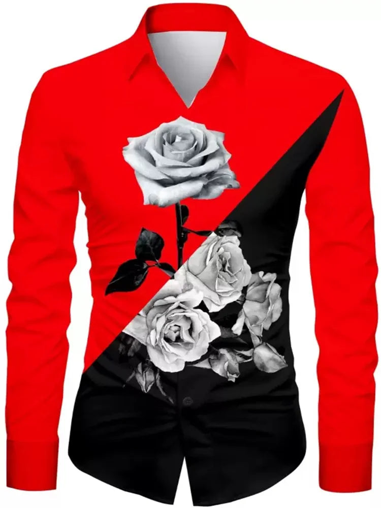 T-shirt fleuri tendance pour hommes motif HD Dégradé de couleurs Décontracté Extérieur Fête Doux et confortable Nouveau style 2024