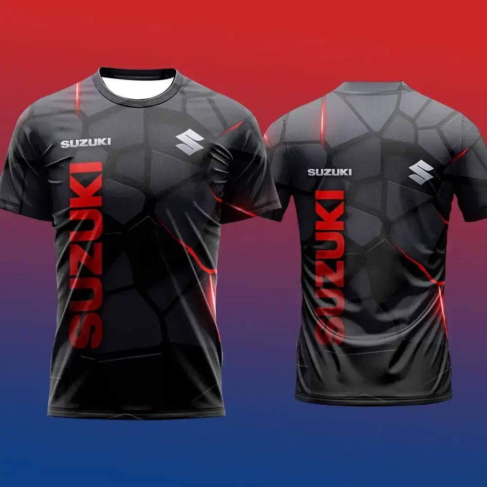 Suzuki Best-selling Trendy 3D Print Men T-shirt Summer Daily Outdoor Sports Fitness Quick-drying Breathable Casual Short Sleeve