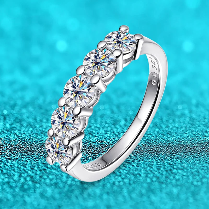 Bague Moissanite Or Blanc Couleur D 3 mm pour Femmes 0.5CT Pierre Alliance de Mariage en Diamant pour Mariée Argent Sterling S925 GRA