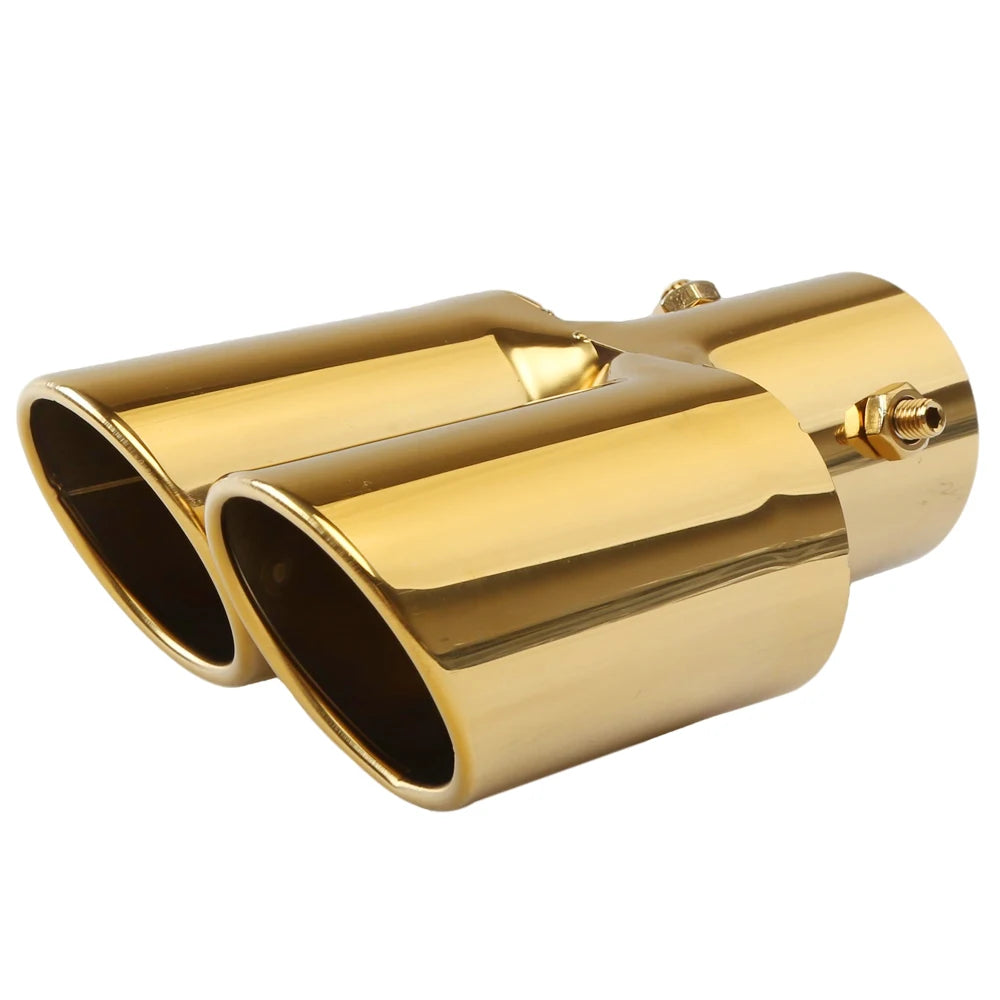 Embout d'échappement double universel en acier inoxydable, coupe inclinée pour tuyau d'échappement de voiture, modification, décoration, silencieux, pot d'échappement