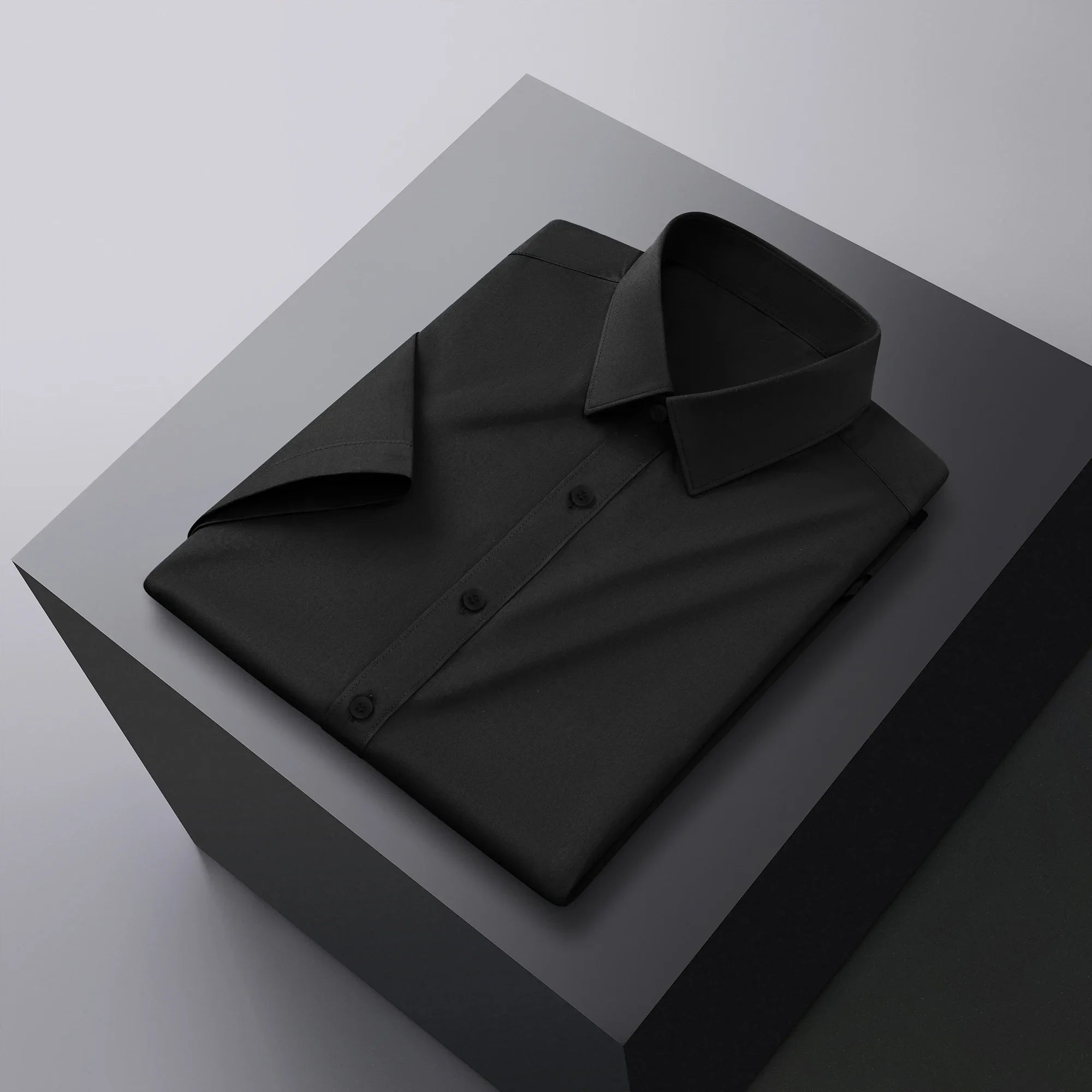 Chemise à manches courtes unie décontractée pour homme – T-shirt d'été sans repassage, confortable et polyvalent