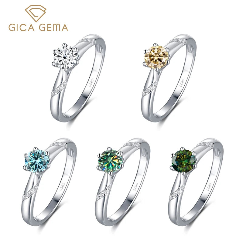 Gica Gema Bagues en diamant moissanite 1 à 3 carats pour femmes, bijoux fins en argent sterling 925, fiançailles, mariage, femme, Anillo
