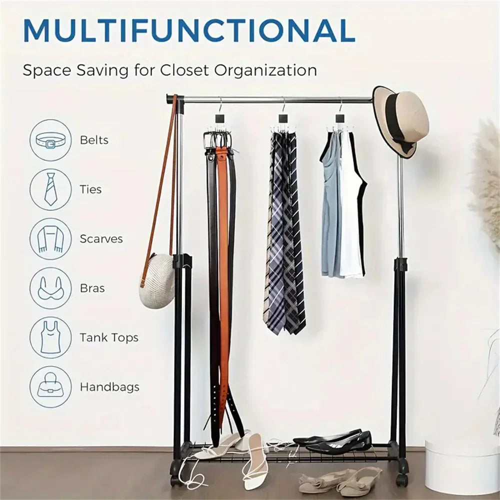 1/5 pièces Cintre de rangement rotatif à 360° Crochet multi-griffes Sac Ceintures métalliques Rack Organisateur en bois pour soutiens-gorge Cravates Accessoires de placard domestique