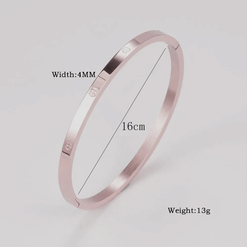 XUANHUA Bracelets Joncs en Acier Inoxydable pour Femmes Bijoux de Mode Breloque Accessoires Bijoux Bracelet en Cristal Aime