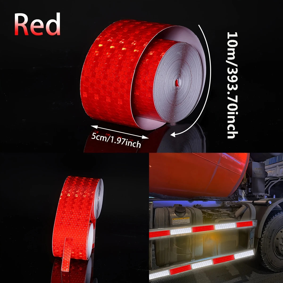 Rubans adhésifs réfléchissants 5cm*10M Forte réflexion Avertissement de danger Blanc-rouge Réflecteurs autocollants de sécurité imperméables pour vélo camion