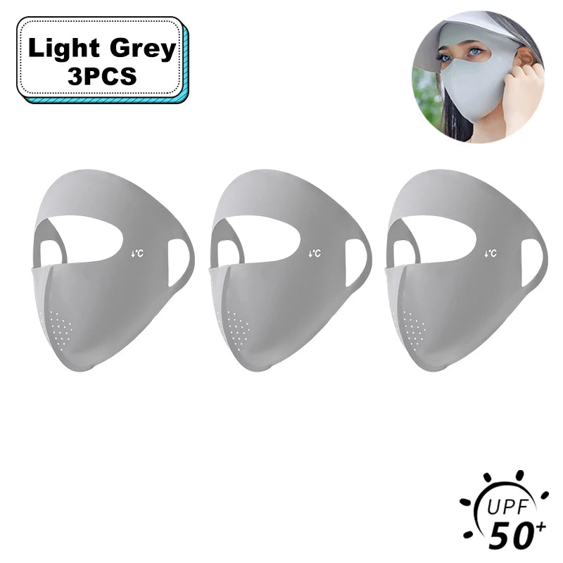 1/2/3/5Pcs Masque intégral d'été Protection solaire Respirant Soie glacée Anti-UV Équitation Extérieur Respirant Soie glacée Ultra-fin