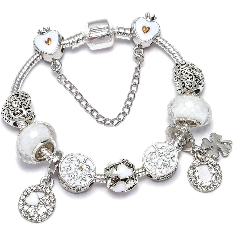 BAOPN Bracelets à breloques en perles cœur à cœur roses européennes pour femmes, bracelets et joncs de marque assortis, bijoux pour couple, livraison directe
