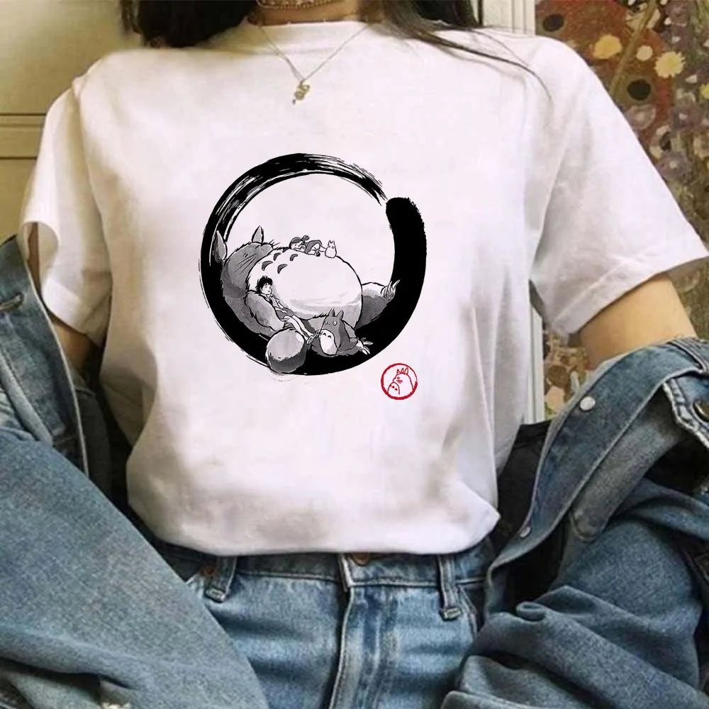 T-shirt Miyazaki Hayao Kawaii Graphique Vêtements Mode Totoro Studio Ghibli Mignon Anime T-shirt Femme Harajuku