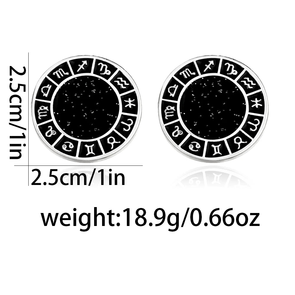 2Pcs/Set New The Zodiac Sign Design Galaxy Mens Cufflinks Space Shiny Rhombus Shaped Roman Numerals Cuff Button