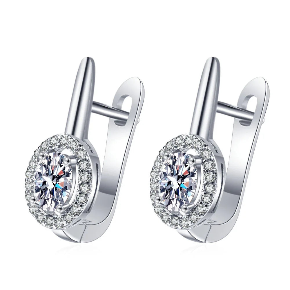 Boucles d'oreilles en argent sterling 925 Bijoux de haute qualité Rétro Motif simple Zircon violet blanc Boucles d'oreilles Meilleures ventes
