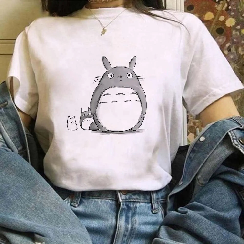 T-shirt Miyazaki Hayao Kawaii Graphique Vêtements Mode Totoro Studio Ghibli Mignon Anime T-shirt Femme Harajuku