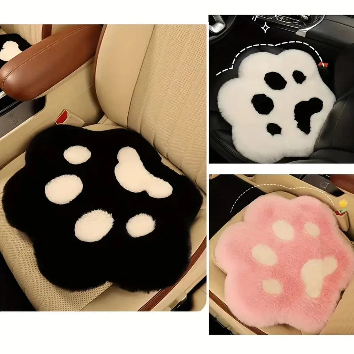 1 coussin de siège de voiture en peluche, motif patte de chat mignon, élégant et de qualité supérieure, décoration intérieure de voiture