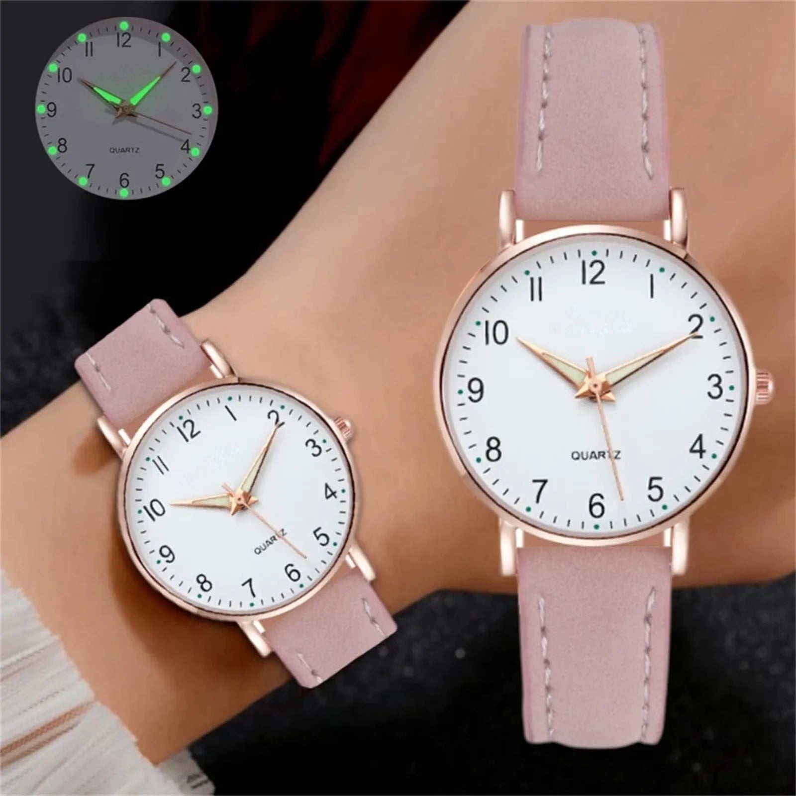 Reloj Mujer Montre Tendance pour Femme Bracelets en Cuir Montres Dames Luxe Analogique Quartz Lumineuse Montre-Bracelet Horloge Relogio Feminino