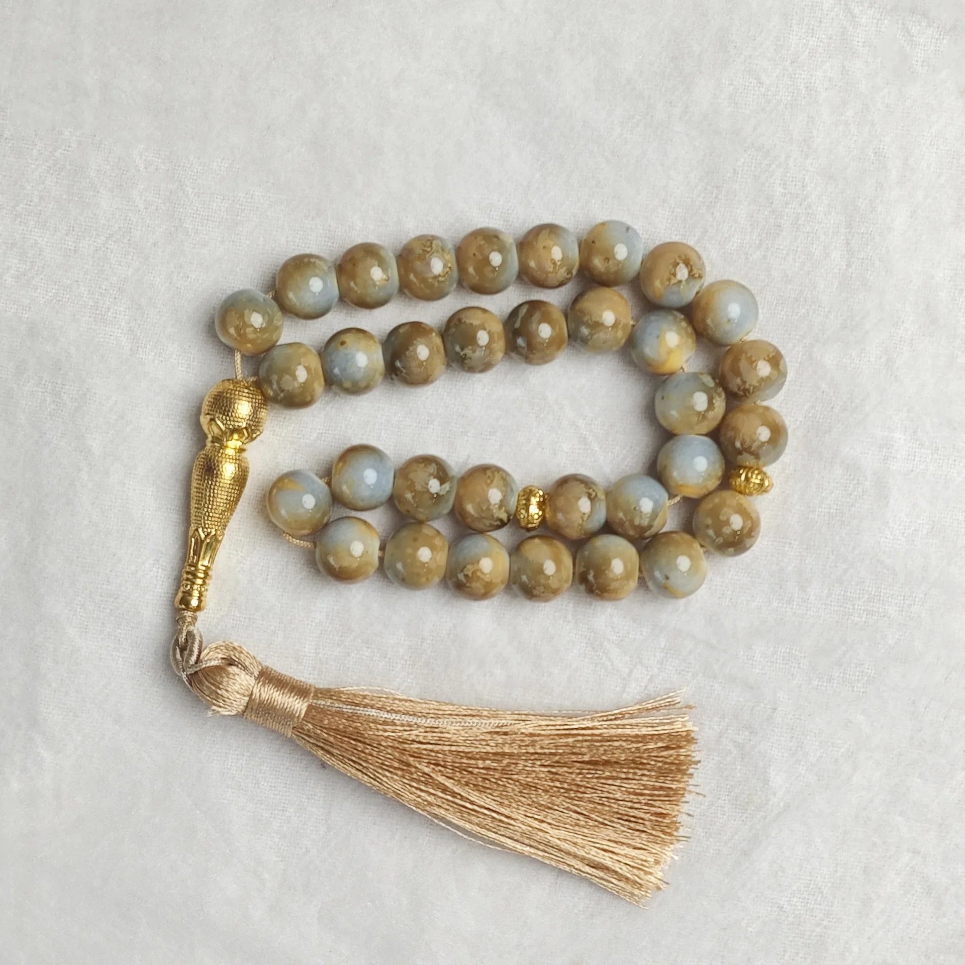 10mm 33 Beads Tasbih Crystal Glass Bracelet Muslim Rosary Tassel Prayer Beads Islamic Tasbeeh Masbaha Meditation for Women Men