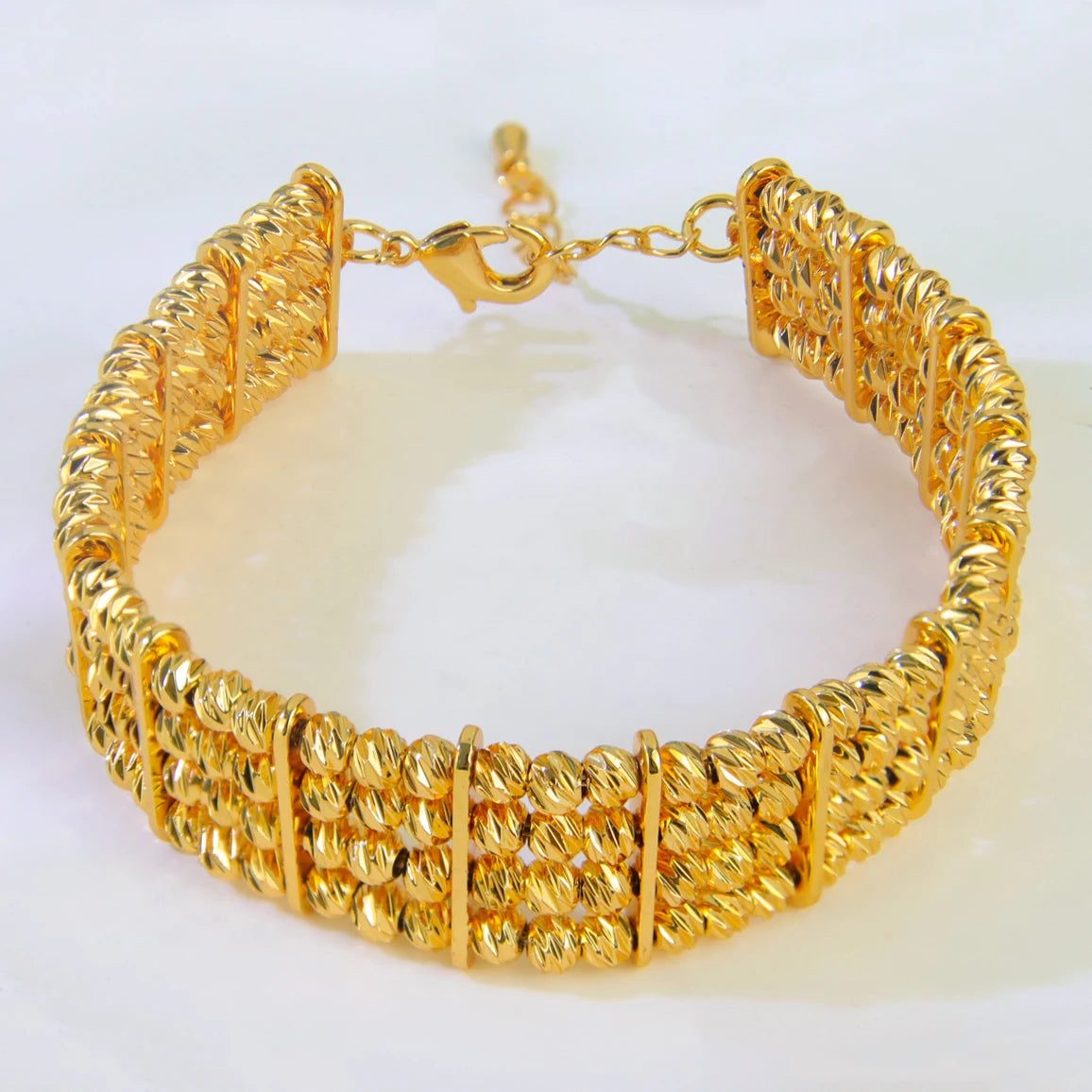 Bracelet de perles de mode arabe, plaqué or 24 carats, éthiopien, manchette de mariée, bracelets de mariage, bijoux vintage pour femmes musulmanes d'Oman