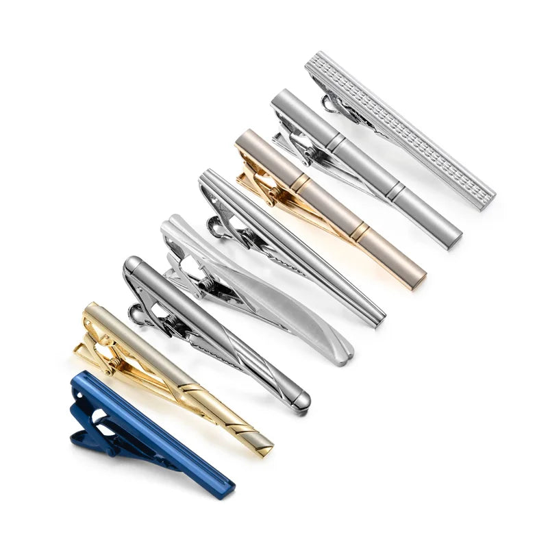 Lot de 8 pinces à cravate courtes avec boîte cadeau, accessoires pour cravates et épingles, boutons de manchette pour chemises d'homme, cadeau pour mari, gadgets