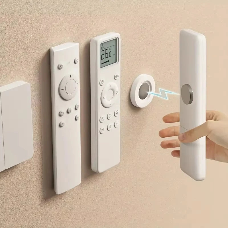 Support magnétique 3/6 pièces sans perçage pour télécommandes TV/climatiseur/DVD - Fixation murale, design blanc peu encombrant