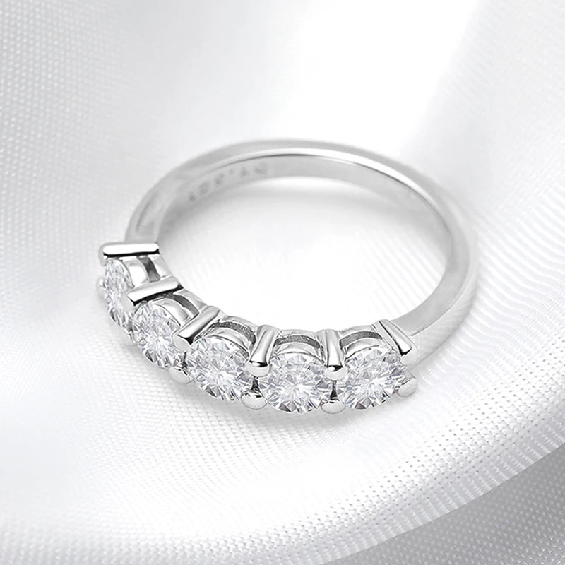 Bague Moissanite Or Blanc Couleur D 3 mm pour Femmes 0.5CT Pierre Alliance de Mariage en Diamant pour Mariée Argent Sterling S925 GRA