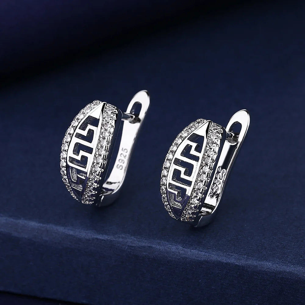 Boucles d'oreilles en argent sterling 925 Bijoux de haute qualité Rétro Motif simple Zircon violet blanc Boucles d'oreilles Meilleures ventes
