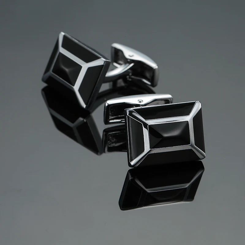 Boutons de manchette carrés classiques pour chemise française de luxe pour homme, motifs rétro bleus et noirs, accessoires de costume, bijoux, vente en gros