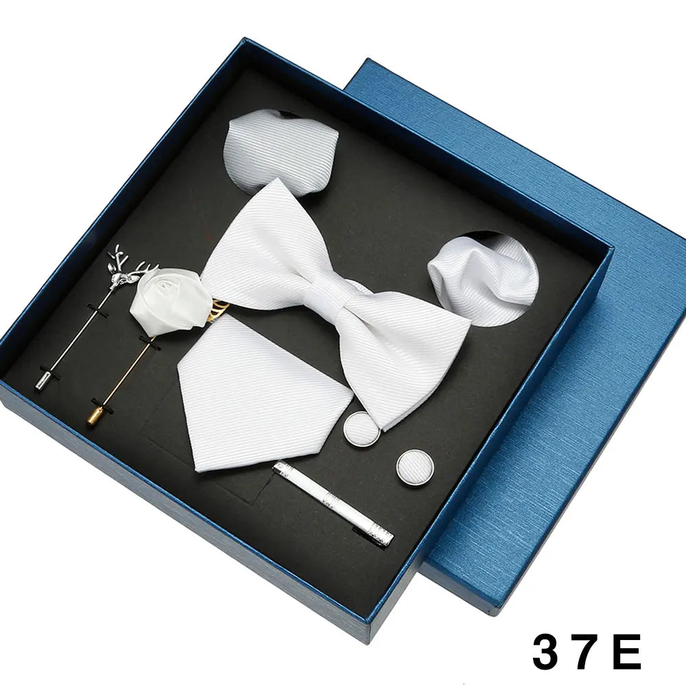 Cravate en soie pour hommes, nœud papillon, pochette, broches, boutons de manchette et pince à cravate pour hommes, accessoires de mariage rouge bordeaux, ensemble de cadeaux