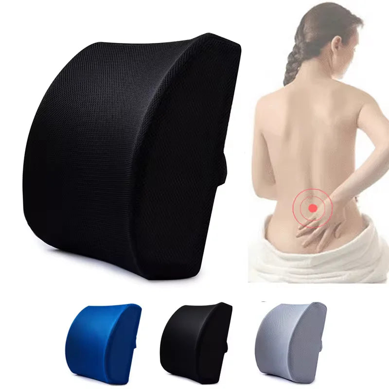Memory Foam Car Lumbar Support Cushion Dual-Sided Waist Pillow for Auto Seat Back Pain Relief Home Office Chair Use - 2 Colors