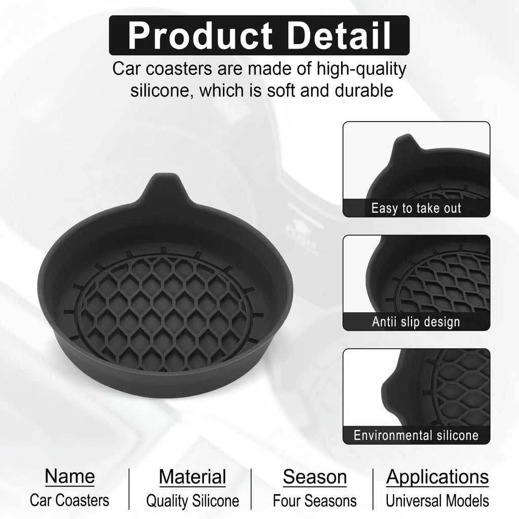 Sous-verre de voiture en silicone souple de 8 cm de diamètre, porte-gobelet antidérapant, étanche, antidérapant et anti-déversement, accessoires intérieurs automobiles universels.