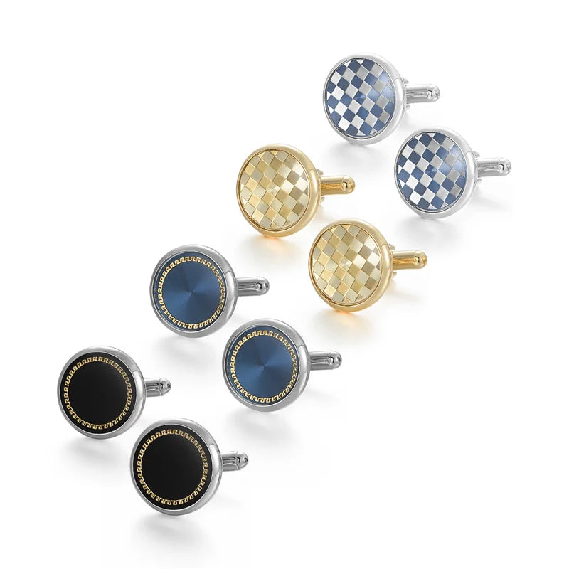 Boutons de manchette homme en cuivre pour hommes de luxe, cadeaux d'invités de mariage, bijoux de mode ronds carrés, boutons de manchette et pince à cravate pour hommes