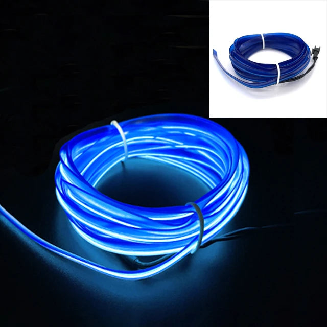 Fil EL de voiture Lumière LED Ambiance intérieure Bande LED Éclairage néon Guirlande Corde Fil Tube Décoration Tube flexible Couleurs LED Auto