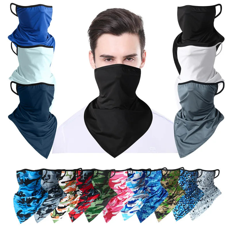 Summer Cooling UV Neck Gaiter Face Mask Ear Loop Scarf for Cycling Hiking Outdoor Sports Protection Quick Dry Breathable Bandana
