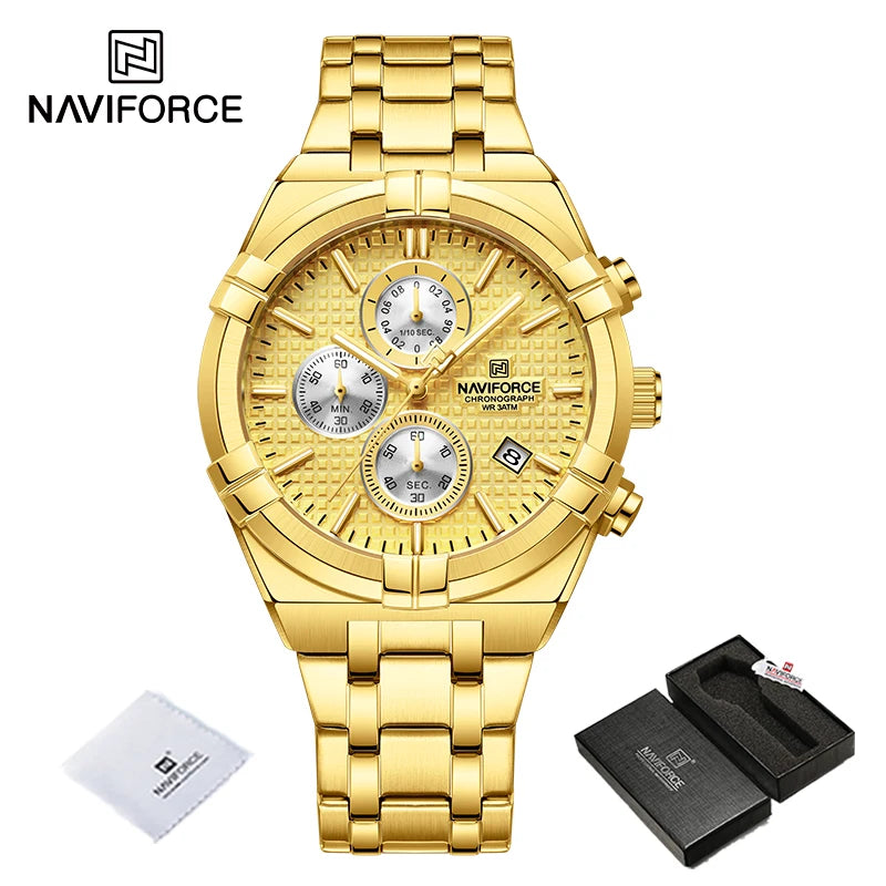Montres Originales NAVIFORCE pour Hommes Quartz Mode Sport Chronographe Masculin Simple Sauvage Étanche Affichage de la Date Montre-bracelet Horloge Homme