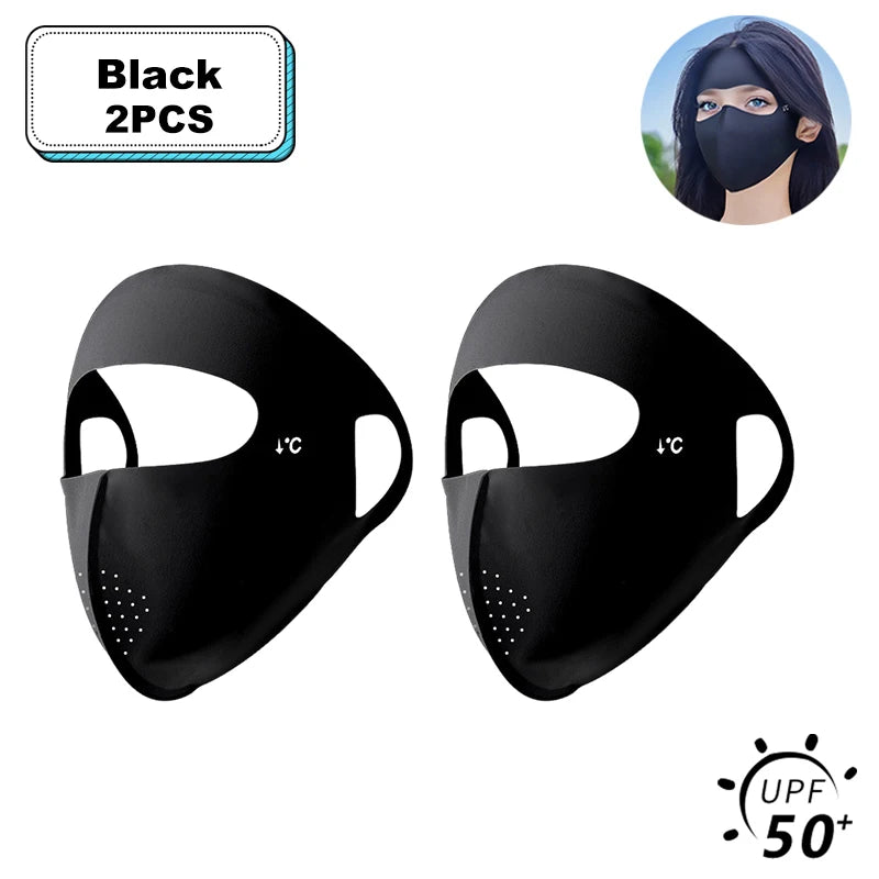1/2/3/5Pcs Masque intégral d'été Protection solaire Respirant Soie glacée Anti-UV Équitation Extérieur Respirant Soie glacée Ultra-fin
