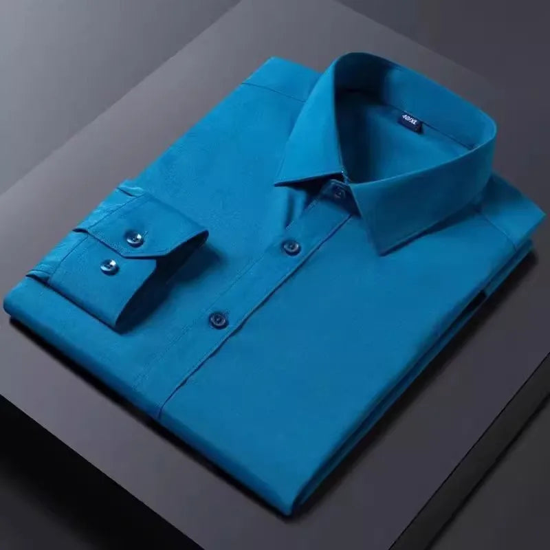 Chemise homme manches longues stretch professionnelle unie et fine