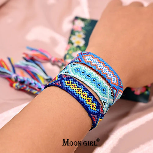 Bracelet d'amitié bohème à 12 couleurs avec pompons pour femme, corde de coton tressée, style bohème, pour l'été et la plage