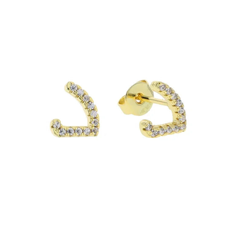Boucles d'oreilles clous alphabet lettre arabe, micro-serties de zirconiums cubiques, couleur or, minimalistes et délicates, pour femmes et jeunes filles, vente en gros