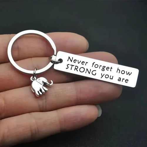 1pc/2pcs Porte-clés inspirant Éléphant Énergie Positive N'oubliez jamais votre force Acier inoxydable Parents et amis