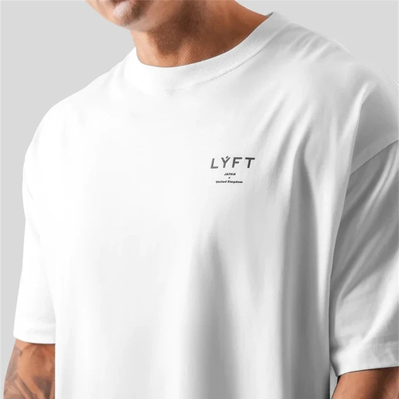 ONE POINT LYFT T-shirt imprimé grande taille homme course sport gym fitness entraînement surdimensionné 100% coton t-shirt homme musculation haut